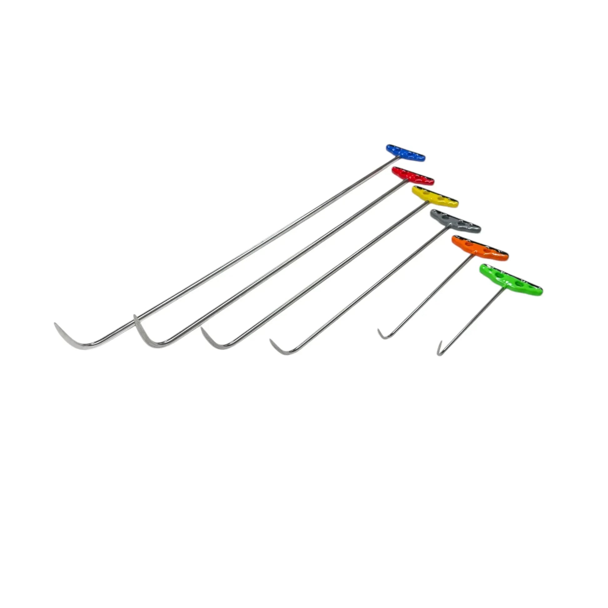 Elvora Edition 6-Piece Sharp Tip Single Bend White Steel PDR Tools – Paintless Dent Repair Rods InoxPDR