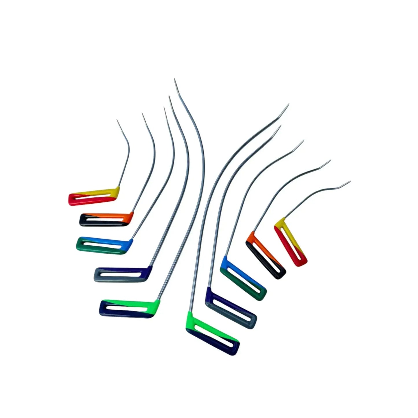 PDR Tools – Batumi Edition | Double-Bend Sharp Tip Rainbow-Shaped Paintless Dent Repair Rod Set InoxPDR